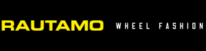 Rautamo Wheel Fashion står skrivet i gult och vitt på svart bakgrund