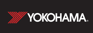 Yokohama logotyp med vit text och en röd symbol som liknar ett Y